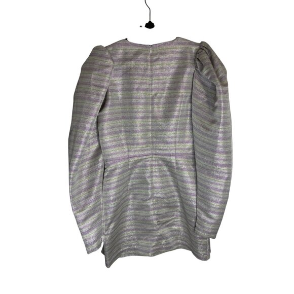 NWT ROTATE Wrap Effect Metallic Mini Dress Purple-sz 38 (US 8) - Picture 8 of 13